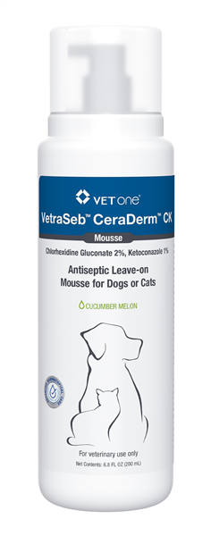 VetraSeb CeraDerm CK Antiseptic Leave-On Mousse for Dogs or Cats, 6.8oz , Each , 12/Case , Vetone 600181