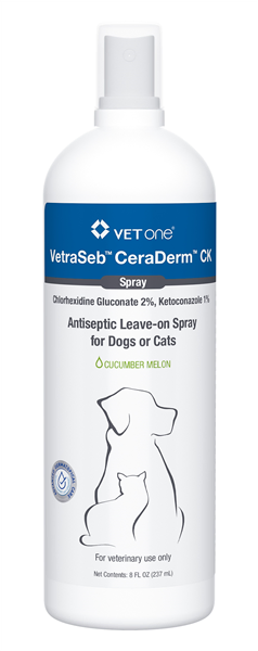 VetraSeb CeraDerm CK Antiseptic Leave-On Spray for Dogs or Cats, 8oz , Each , 12/Case , Vetone 600178