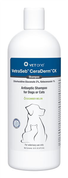 VetraSeb CeraDerm CK Antiseptic Shampoo for Dogs or Cats, 16oz , Each , 12/Case , Vetone 600180