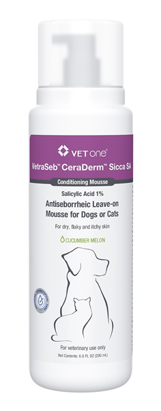 VetraSeb CeraDerm Sicca SA Conditioning Antiseborrheic Leave-On Mousse for Dogs and Cats, 6.8oz , Each , 12/Case , Vetone 600160