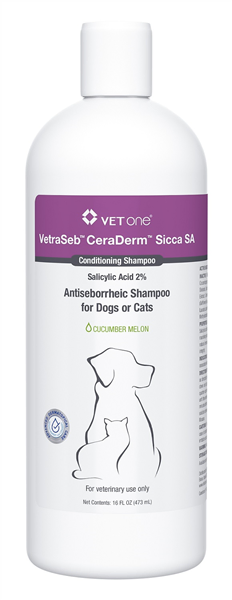 VetraSeb CeraDerm Sicca SA Conditioning Antiseborrheic Shampoo for Dogs and Cats, 16oz , each , 12/Case , Vetone 600161