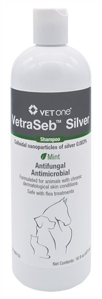 VetraSeb Silver Antifungal Antimicrobial Shampoo, Mint, 16oz, each , 12/Case , Vetone 600133