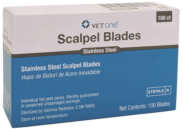 Scalpel Blades, Stainless Steel, #15 , 100/Pack , Vetone 602030