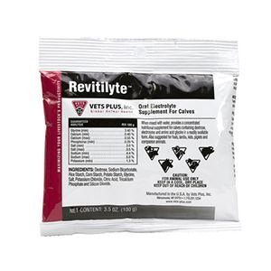 Revitilyte Oral Electrolyte Supplement with Thickening Agent for Calves, 3.5oz , 64/Pack , Vets Plus 60206