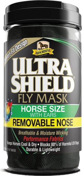 Absorbine UltraShield Fly Mask, Horse Size with Ears , Each , 12/Case , WF Young 430150