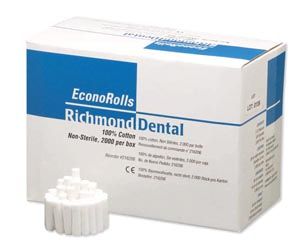 Economy Cotton Roll, Medium 1½" x 3/8" Dia, Non-Sterile, 2000/bx , 10 Box/Case, Richmond 216206