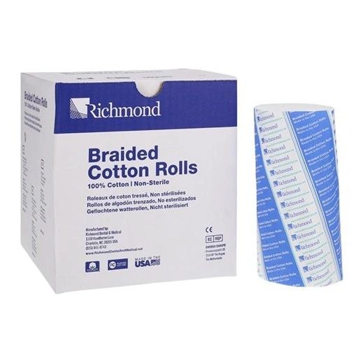 Braided Cotton Roll Superior Absorbency 0.375 in 6 in Medium Non Sterile 200/Box , 10 Box/Case , Richmond 201208