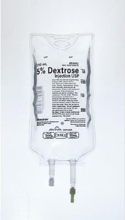 Caloric Agent Dextrose / Water 5% Intravenous IV Solution Flexible Bag 250 mL , Each , Baxter 6E0062