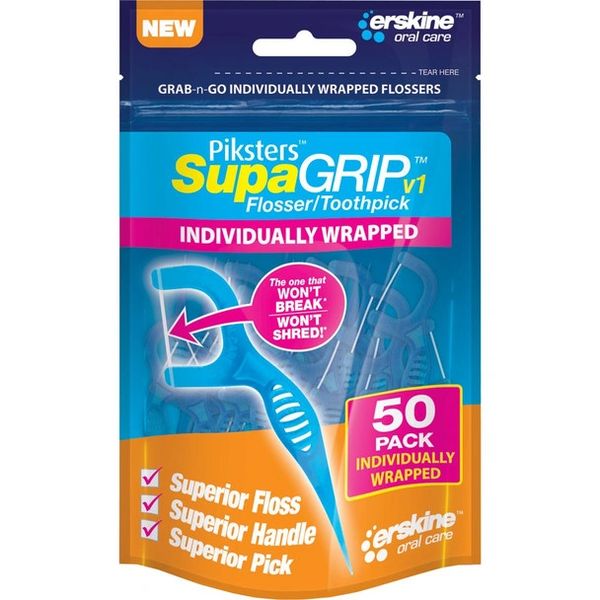 SupaGrip 50 Flosser/Toothpick, Individually Wrapped, 50/pk, 90 pk/cs , Dukal PK-SUG50