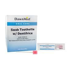 Toothette Swab w/ Dentrifice (Mint), 1/pk, 250 pk/bx, 4 bx/cs, Dukal ST01