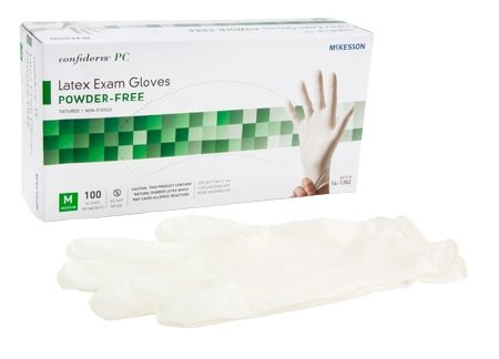 Exam Glove McKesson Confiderm® NonSterile Powder Free Latex Ambidextrous Textured Ivory Not Chemo Approved Medium , 100/Box , 10 Box/Case