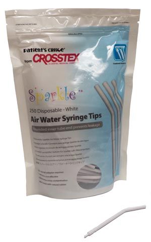 CROSSTEX SPARKLE DISPOSABLE AIR WATER SYRINGE TIPS White, 250/bg , 4 Bag/Case , Crosstex BCSAWSWH