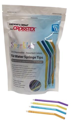 CROSSTEX SPARKLE DISPOSABLE AIR WATER SYRINGE TIPS Assorted Colors, 250/bg , 4 Box/Case , Crosstex BCSAWS