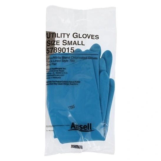 Ansell Rubber Utility Gloves Small Blue, 12 Pairs/Box , 4 BG/Case , Ansell 5789015