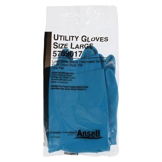 Ansell Rubber Utility Gloves Large Blue, 12 Pirs/Bag , 4 BG/Case , Ansell 5789017