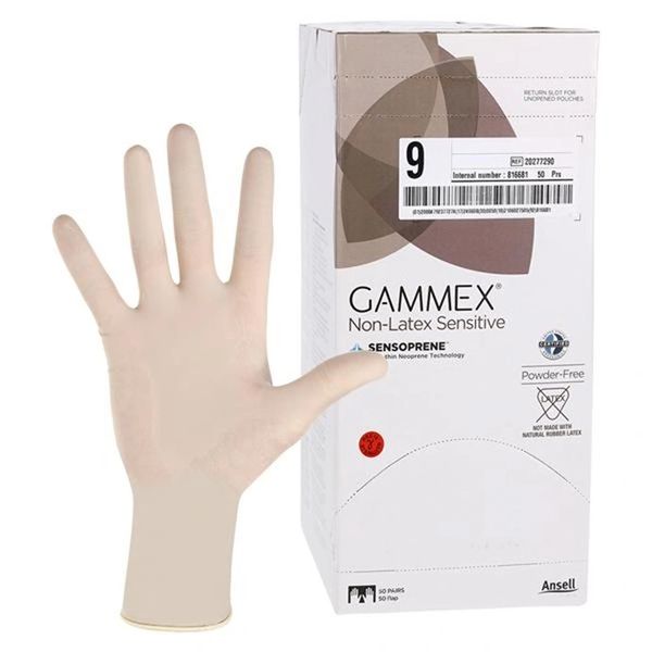 Gammex Neoprene Surgical Gloves 9 Cream, 50 pairs/Box , 4 BX/Case , Ansell 20277290