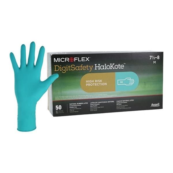 Digitsafety HaloKote Exam Gloves Medium Blue/Green Non-Sterile, 13 mil , 50/Box , 10 BX/Case , Ansell DSK-2