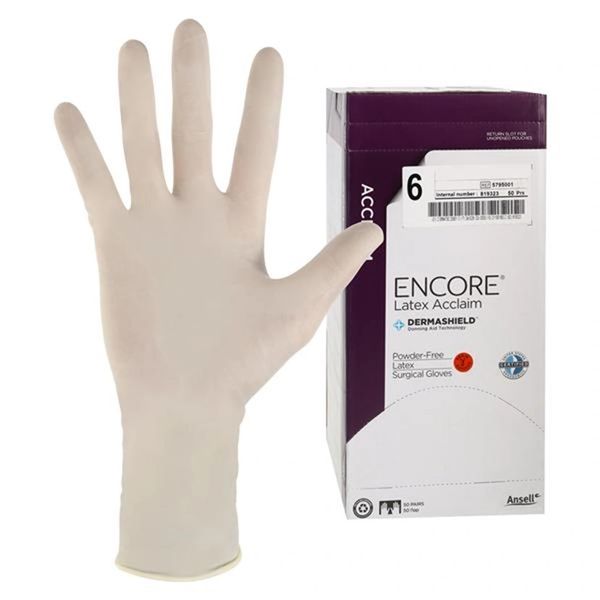 Encore Acclaim Surgical Gloves 6 Natural, 50/Box , 4 Box/Case , Ansell 5795001