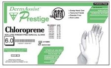 INNOVATIVE PRESTIGE CHLOROPRENE POWDER-FREE SURGICAL Gloves, Surgical, Size 6½. Polychloroprene, Sterile, PF, Textured Finish, 25 pr/bx, 4 bx/cs , Dermassist 134650