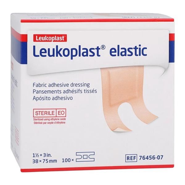 Leukoplast Adhesive Bandage Elastic/Fabric 1-1/2x3" Tan Sterile 100/Bx, 12 BX/Case , BSN 7645607