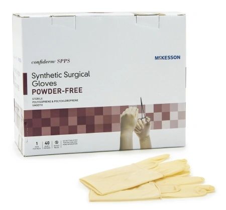 Surgical Glove McKesson Confiderm® SPPS Sterile Powder Free Polyisoprene and Polychloroprene Hand Specific Textured Fingertips Yellow Not Chemo Approved Size 6.5 , 40 Pairs/Box