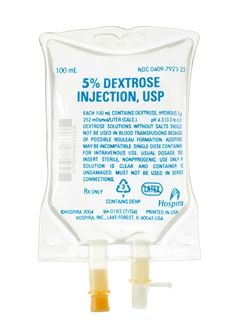 Caloric Agent Dextrose / Water, Preservative Free 5% Intravenous IV Solution Flexible Bag 100 mL , 48/Case , Hospira 792323