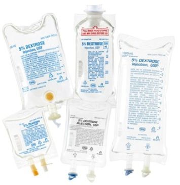 Caloric Agent Dextrose / Water, Preservative Free 5% Intravenous IV Solution Flexible Bag 1000 mL , 12/Case , Hospira 792209