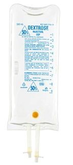 Caloric Agent Dextrose / Water, Preservative Free 50% Intravenous IV Solution Flexible Bag 500 mL Fill in 1000 mL , 12/Case , Hospira 793619