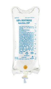 Caloric Agent Dextrose / Water, Preservative Free 10% Intravenous IV Solution Flexible Bag 1000 mL , 12/Case , Hospira 793009