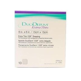 DuoDerm Hydrocolloid Dressing 6x6" Sterile Square Extra Thin Polyurethane Film Adhesive Adherent Flesh Absorbent Not Made With Natural Rubber Latex , 10/Box , Convatec 187957