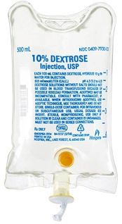 Caloric Agent Dextrose / Water, Preservative Free 10% Intravenous IV Solution Flexible Bag 500 mL , 24/Case , Hospira 793003