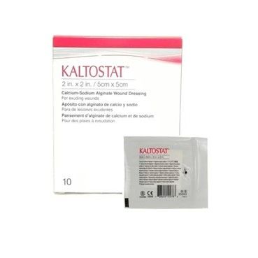 Kaltostat Calcium Alginate Wound Dressing 5x5cm Sterile Square Calcium Sodium Alginate Absorbent Not Made With Natural Rubber Latex , 10/Box , Convatec 168210