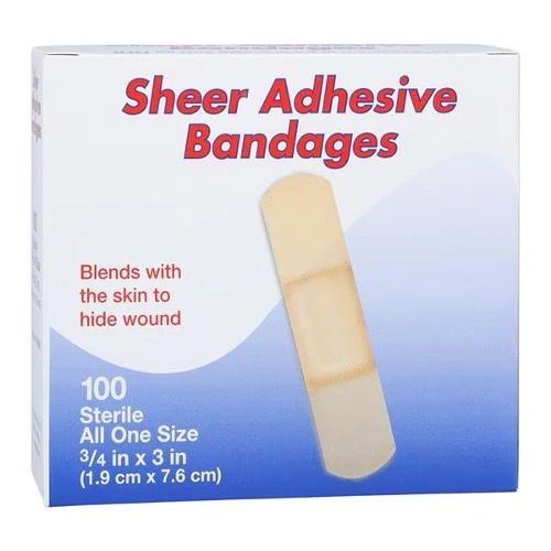 Adhesive Bandage Sheer 3/4x3" Tan Sterile 100/Bx, 36 BX/CA-Dukal- 99993