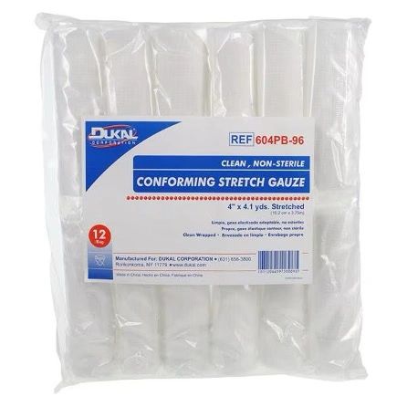 CleanWrap Conforming Bandage Gauze 4"x4.1yd Non-Sterile 96/Ca-Dukal- 604PB-96