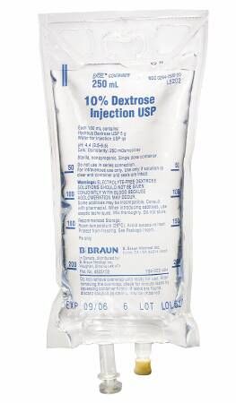 Caloric Agent Dextrose / Water 10% Intravenous IV Solution Flexible Bag 250 mL , Each , BBRAUN L5202