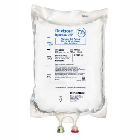 Caloric Agent Dextrose / Water 70% Intravenous Injection Pharmacy Bulk Package 2000 mL , Each , BBRAUN S8705