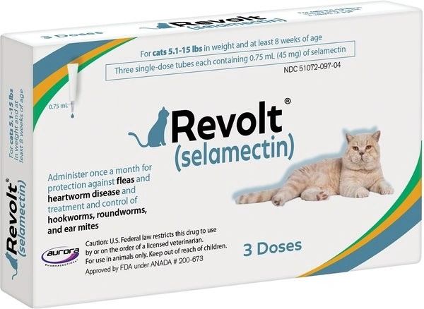 Revolt for Cats 5.1 to 15 Pounds, Blue Label (6 Dose) , Aurora Pharm 17005