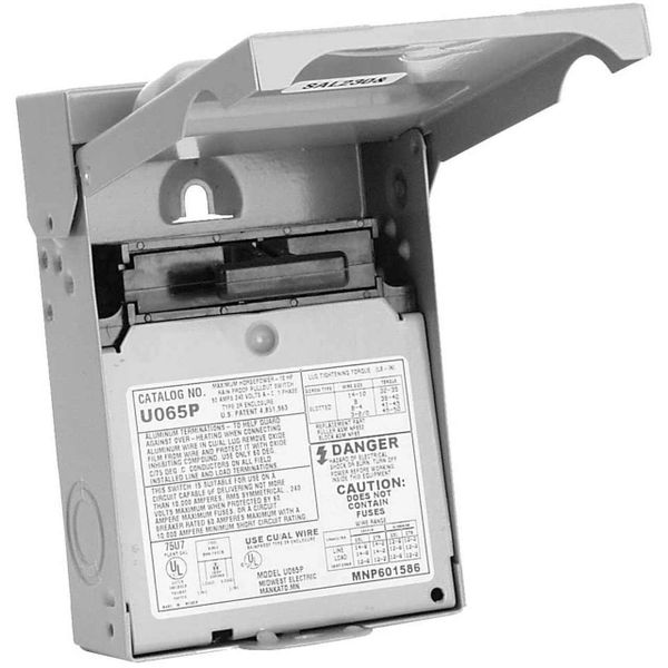 Disconnect Switch, A/C, Pull Out, 60A, 1PH, 240VAC, Metal, NEMA 3R PL#0151920