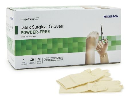 Surgical Glove McKesson Confiderm® LT Sterile Powder Free Latex Hand Specific Bisque Ivory Not Chemo Approved Size 6 , 40 Pairs/Box