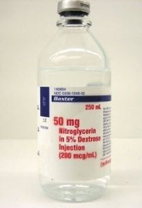 Nitrate Nitroglycerin / Dextrose 5% 0.2 mg / mL Intravenous Solution Infusion Bottle 250 mL , Each , 12/Case , Baxter 1A0694