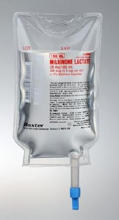 Cardiotonic Agent Milrinone Lactate / Dextrose 5% 200 mcg / mL Intravenous Solution Piggyback Flexible Bag 100 mL , 10/Case , Baxter 00338601048