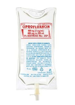 Antibacterial Ciprofloxacin Lactate / Dextrose 5%, Preservative Free 400 mg / 200 mL Intravenous Injection Piggyback Container 200 mL , 24/Case , Hospira 00409477702