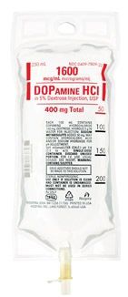 Beta-Adrenergic Agonist Dopamine HCl / Dextrose 5%, Preservative Free 1600 mcg / mL Intravenous Solution Flexible Bag 250 mL , 12/Case , Hospira 00409780922