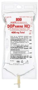 Beta-Adrenergic Agonist Dopamine HCl / Dextrose 5%, Preservative Free 800 mcg / mL Intravenous Solution Flexible Bag 500 mL , 12/Case , Hospira 00409780824