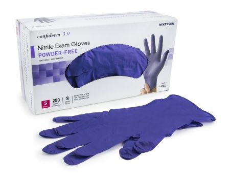 Exam Glove McKesson Confiderm® 3.0 NonSterile Powder Free Nitrile Ambidextrous Textured Fingertips Blue Not Chemo Approved Small , 250/Box , 10 Box/Case