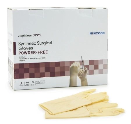 Surgical Glove McKesson Confiderm® SPPS Sterile Powder Free Polyisoprene and Polychloroprene Hand Specific Textured Fingertips Yellow Not Chemo Approved Size 8 , 40 Pairs/Box