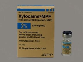 Xylocaine® - MPF Local Anesthetic Lidocaine HCl, Preservative Free 2%, 20 mg / mL Injection Single Dose Vial 2 mL , APP 63323049527