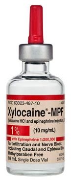 Xylocaine® - MPF Local Anesthetic Lidocaine HCl / Epinephrine, Preservative Free 1% - 1:200,000 Injection Single Dose Vial 10 mL, 25/Pack , APP 63323048717