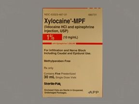 Xylocaine® - MPF Local Anesthetic Lidocaine HCl, Preservative Free 1%, 10 mg / mL Injection Single Dose Vial 30 mL , 5/Pack , APP 63323049231