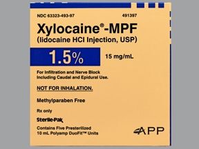 Xylocaine MPF Local Anesthetic Lidocaine HCl, Preservative Free 1.5%, 15 mg / mL Injection Ampule 10 mL, 5/Pack , APP 63323049397